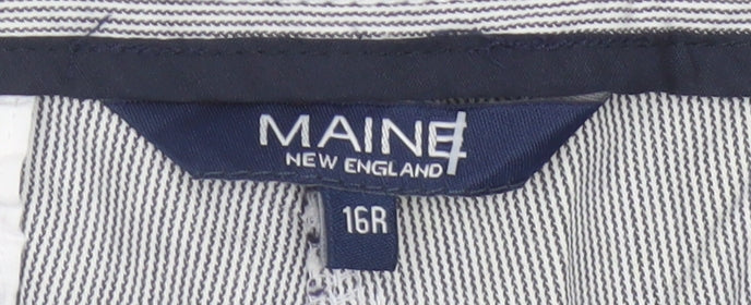 Maine New England Women’s Grey Stripe Chino Trousers UK 16 Tapered