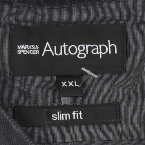 Marks and Spencer Men’s Grey 2XL Slim Fit Cotton Utility Shirt