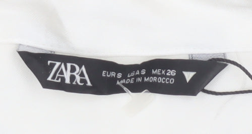 Zara Women White S Wrap Dress Collared Long Sleeve