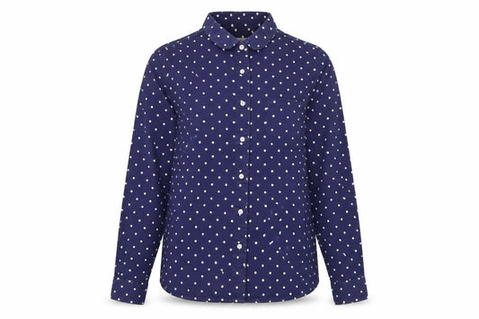 The Savile Row Company Women Blue Polka Dot Size 14 Button-Up Shirt