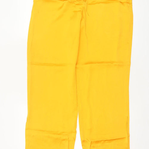 Massimo Dutti Women Yellow UK 12 Wide-Leg Tailored Dress Trousers