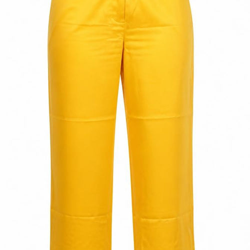 Massimo Dutti Women Yellow UK 12 Wide-Leg Tailored Dress Trousers