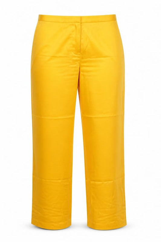 Massimo Dutti Women Yellow UK 12 Wide-Leg Tailored Dress Trousers