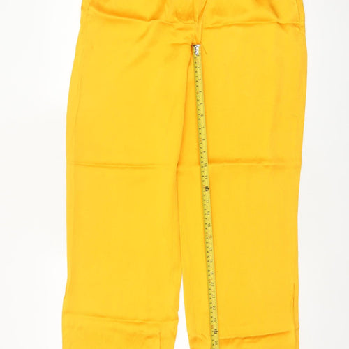Massimo Dutti Women Yellow UK 12 Wide-Leg Tailored Dress Trousers