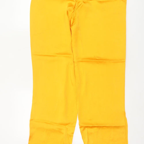 Massimo Dutti Women Yellow UK 12 Wide-Leg Tailored Dress Trousers