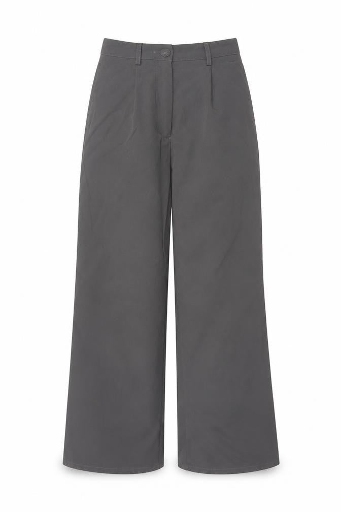 PrettyLittleThing Women Grey UK 4 Wide-Leg High Rise Smart Trousers