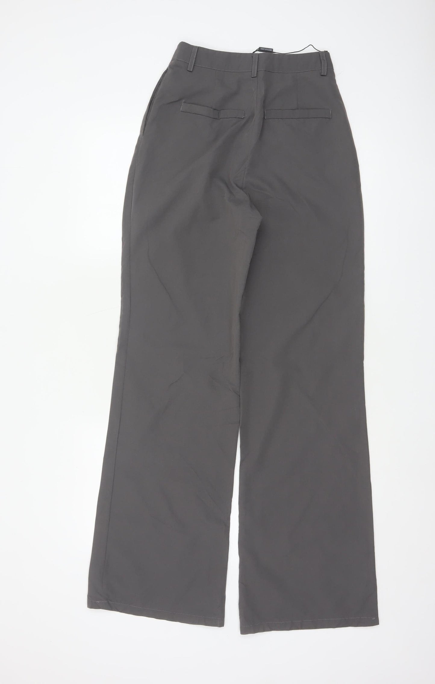 PrettyLittleThing Women Grey UK 4 Wide-Leg High Rise Smart Trousers