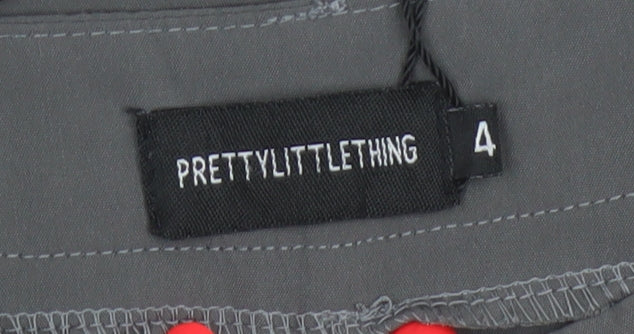 PrettyLittleThing Women Grey UK 4 Wide-Leg High Rise Smart Trousers