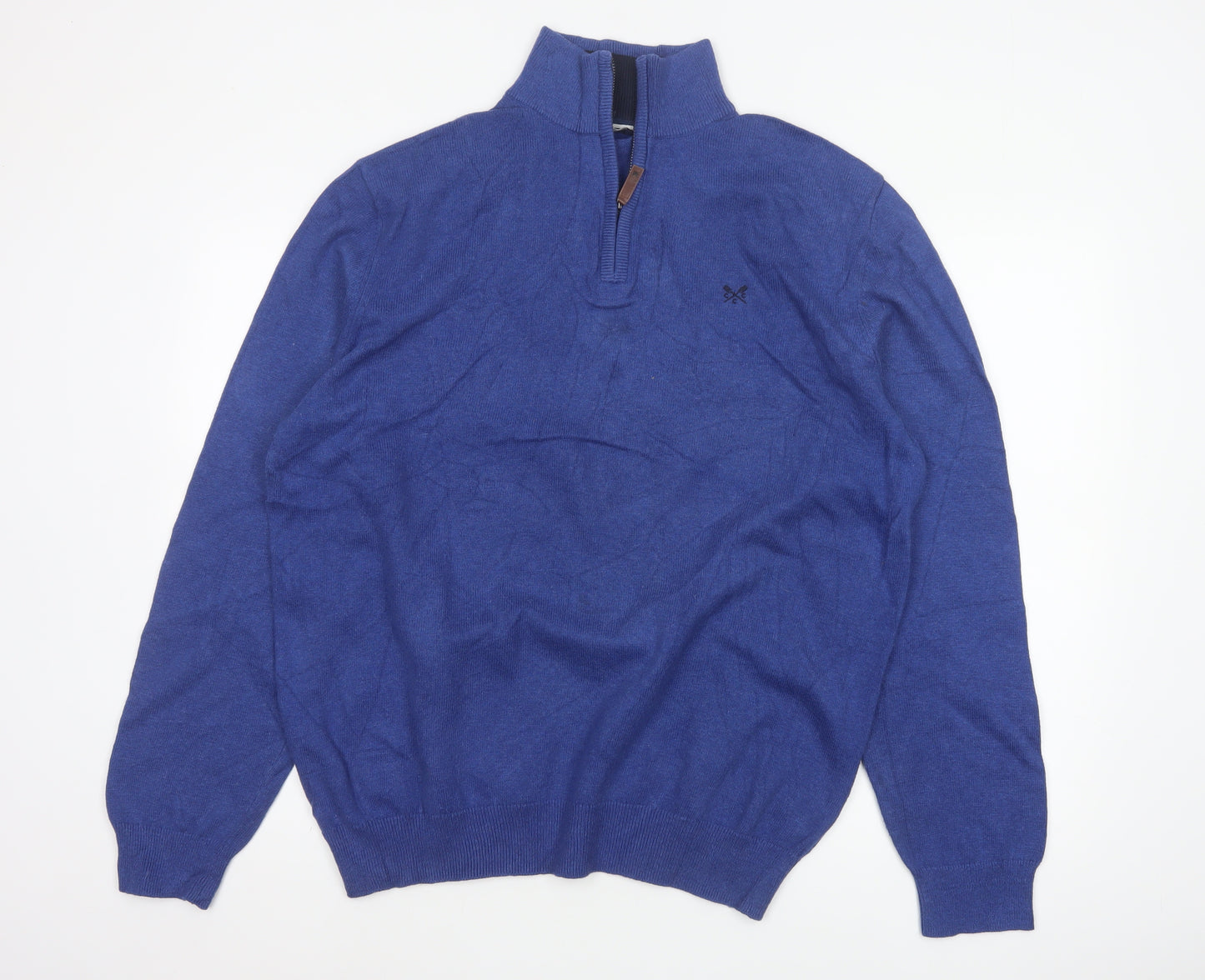 Crew Clothing Company Men Blue 2XL 1/2 Zip Cotton Cashmere Jumper