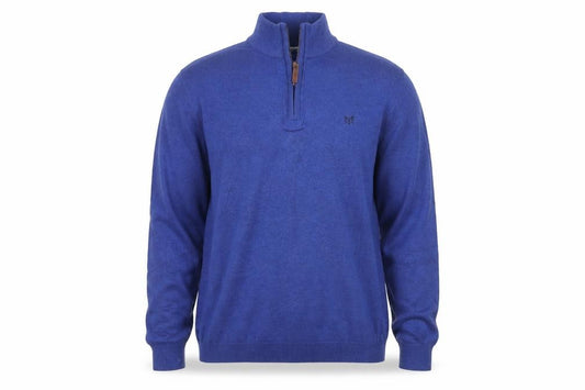 Crew Clothing Company Men Blue 2XL 1/2 Zip Cotton Cashmere Jumper