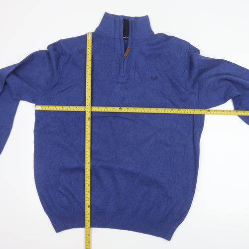 Crew Clothing Company Men Blue 2XL 1/2 Zip Cotton Cashmere Jumper
