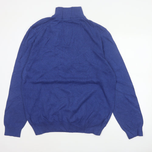 Crew Clothing Company Men Blue 2XL 1/2 Zip Cotton Cashmere Jumper