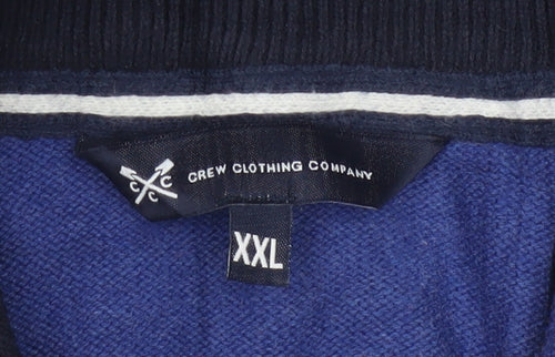 Crew Clothing Company Men Blue 2XL 1/2 Zip Cotton Cashmere Jumper