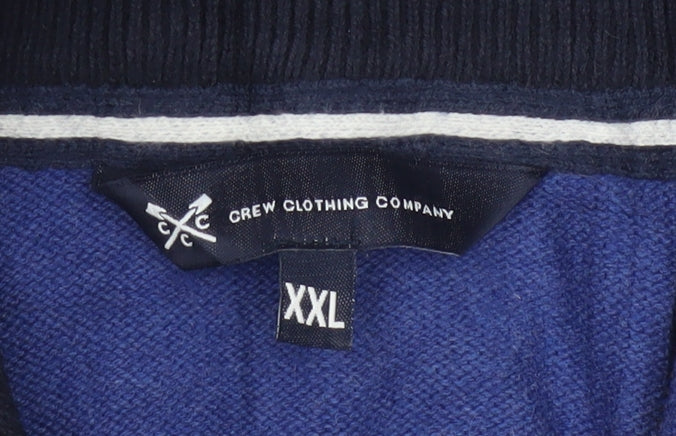 Crew Clothing Company Men Blue 2XL 1/2 Zip Cotton Cashmere Jumper