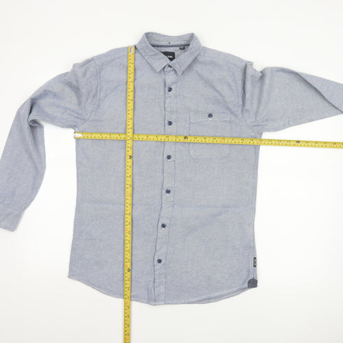 Only & Sons Mens Blue Striped Slim Fit Cotton Long Sleeve Shirt M