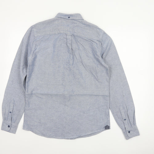 Only & Sons Mens Blue Striped Slim Fit Cotton Long Sleeve Shirt M