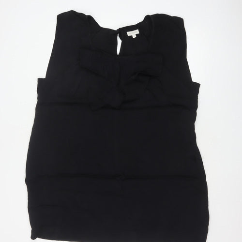 Monsoon Women Black XL Sheath Ruffle Keyhole Knee Length Dress