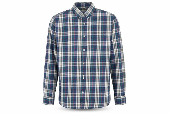 John Lewis Men’s Multicoloured Plaid Cotton Twill Shirt L Button-Down