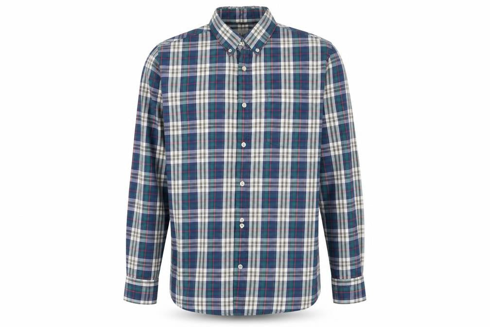John Lewis Men’s Multicoloured Plaid Cotton Twill Shirt L Button-Down