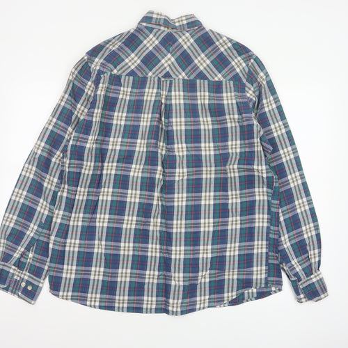 John Lewis Men’s Multicoloured Plaid Cotton Twill Shirt L Button-Down