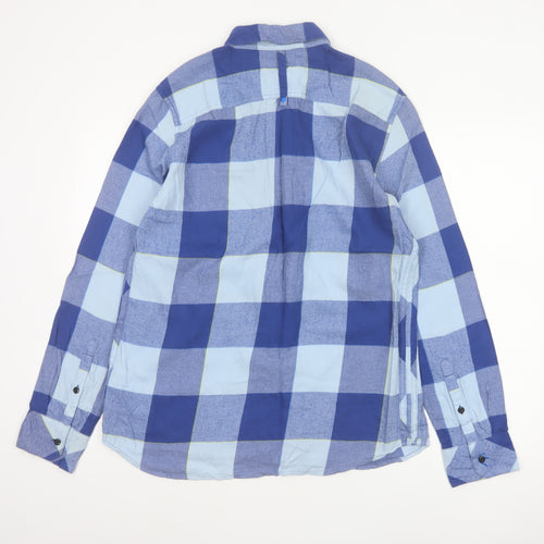 Adidas Men’s Blue Check Cotton Long Sleeve Button-Up Shirt M Vintage