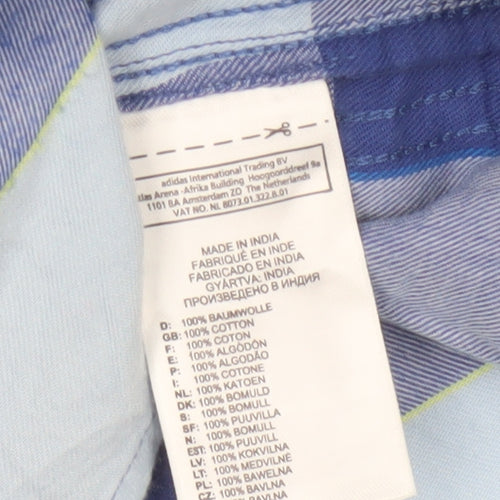 Adidas Men’s Blue Check Cotton Long Sleeve Button-Up Shirt M Vintage