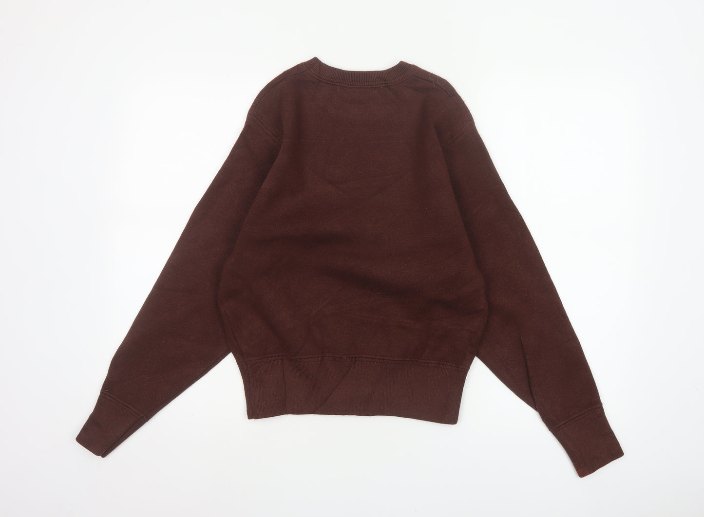 Zara Women Brown S Crew Neck Knit Pullover Jumper Long Sleeve