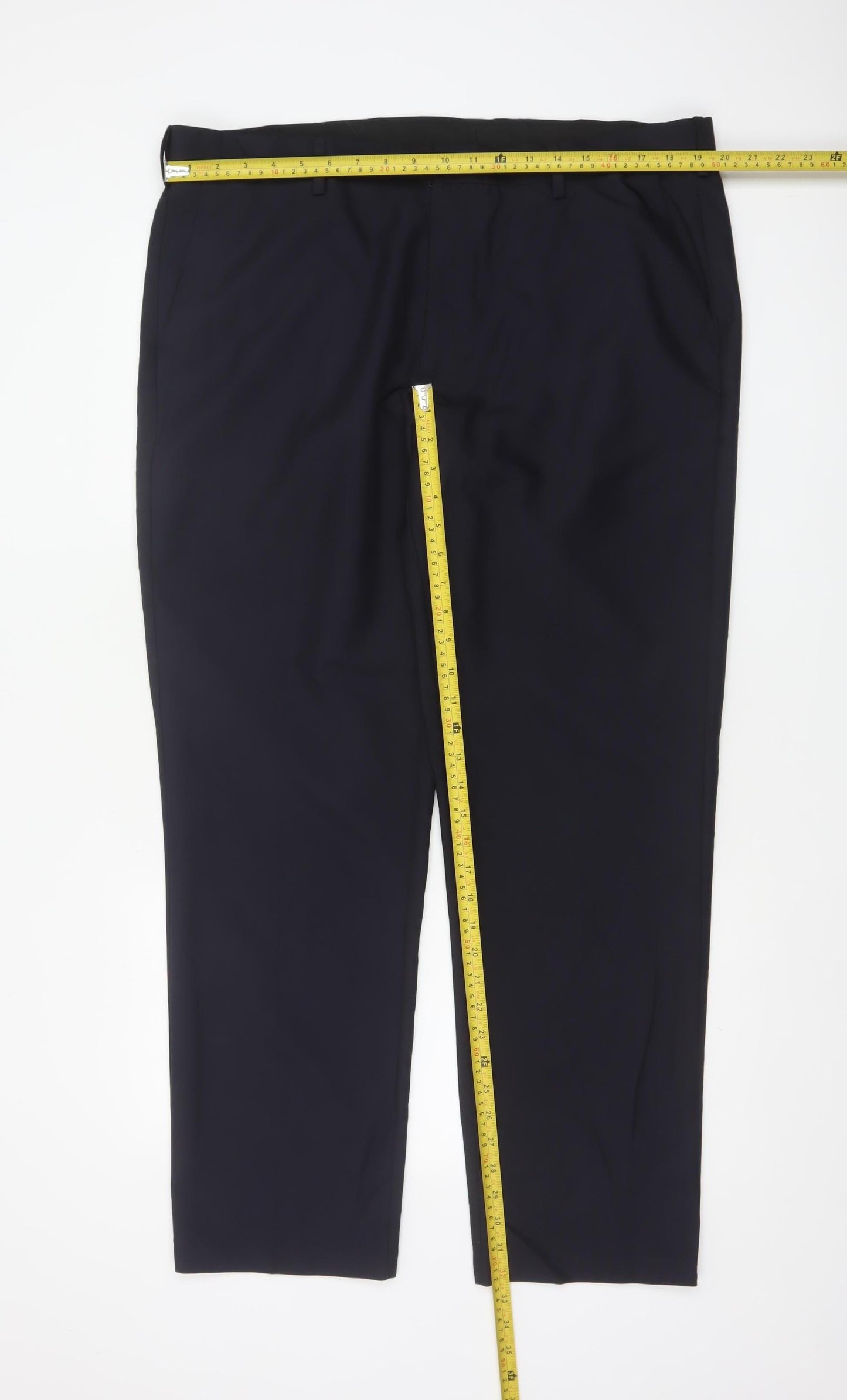 Marks & Spencer Men Blue 40in Regular Fit Straight Dress Trousers