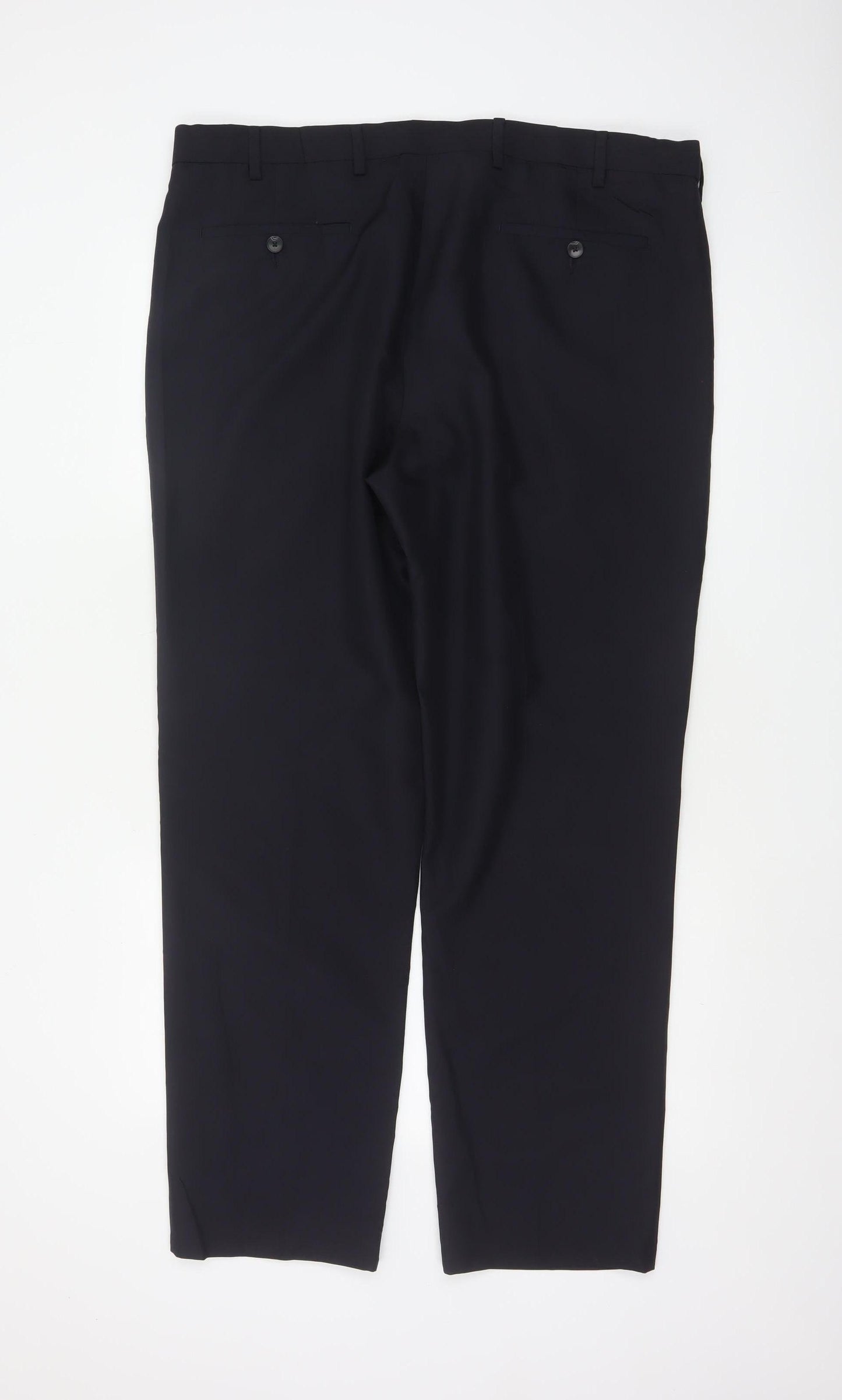 Marks & Spencer Men Blue 40in Regular Fit Straight Dress Trousers