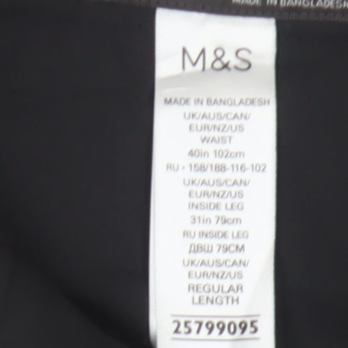 Marks & Spencer Men Blue 40in Regular Fit Straight Dress Trousers