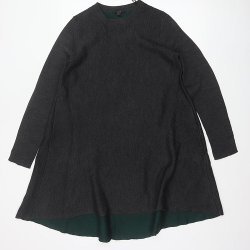 COS Women Grey Wool Blend A-Line Layered Knit Dress Size S