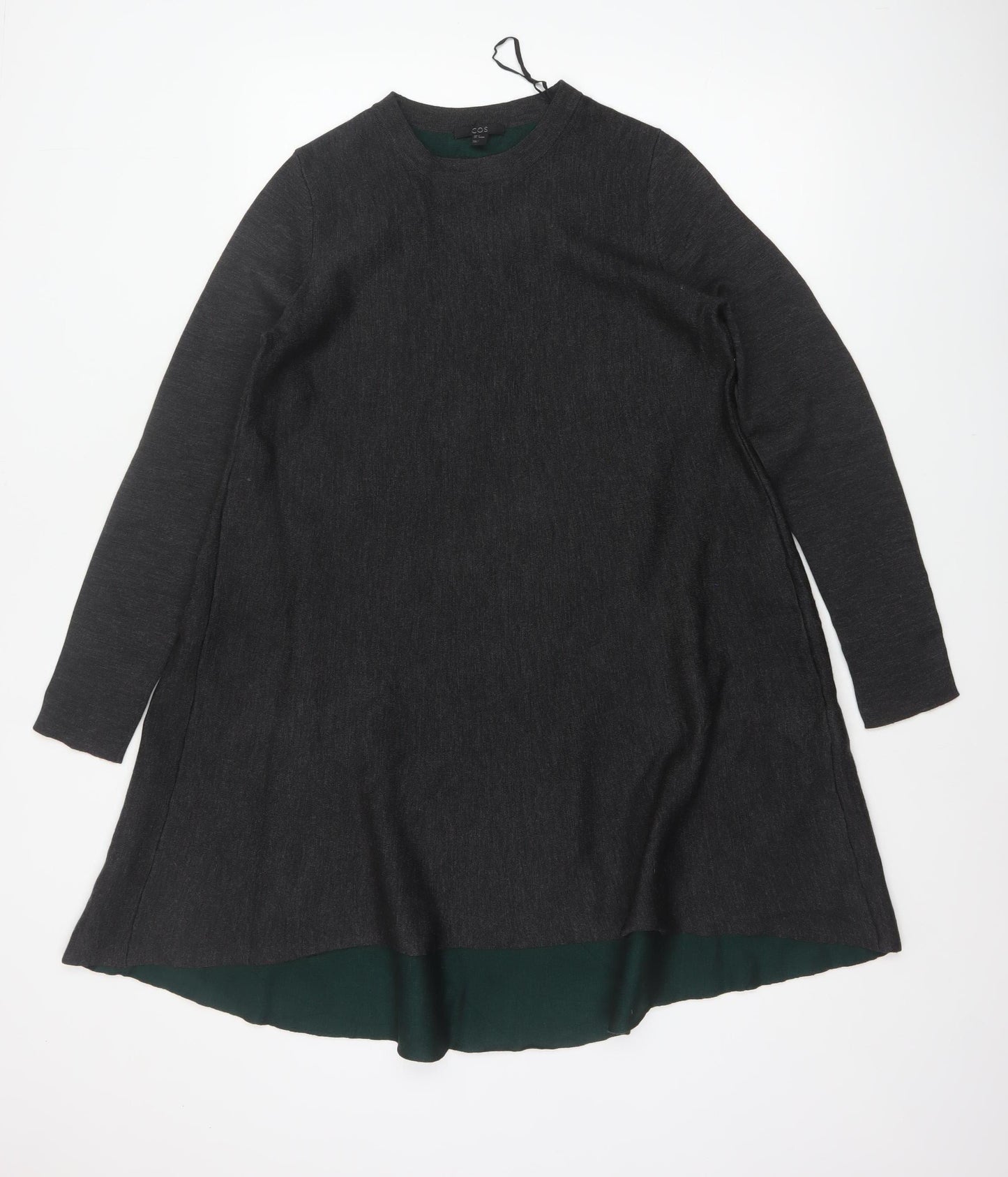 COS Women Grey Wool Blend A-Line Layered Knit Dress Size S