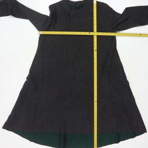 COS Women Grey Wool Blend A-Line Layered Knit Dress Size S