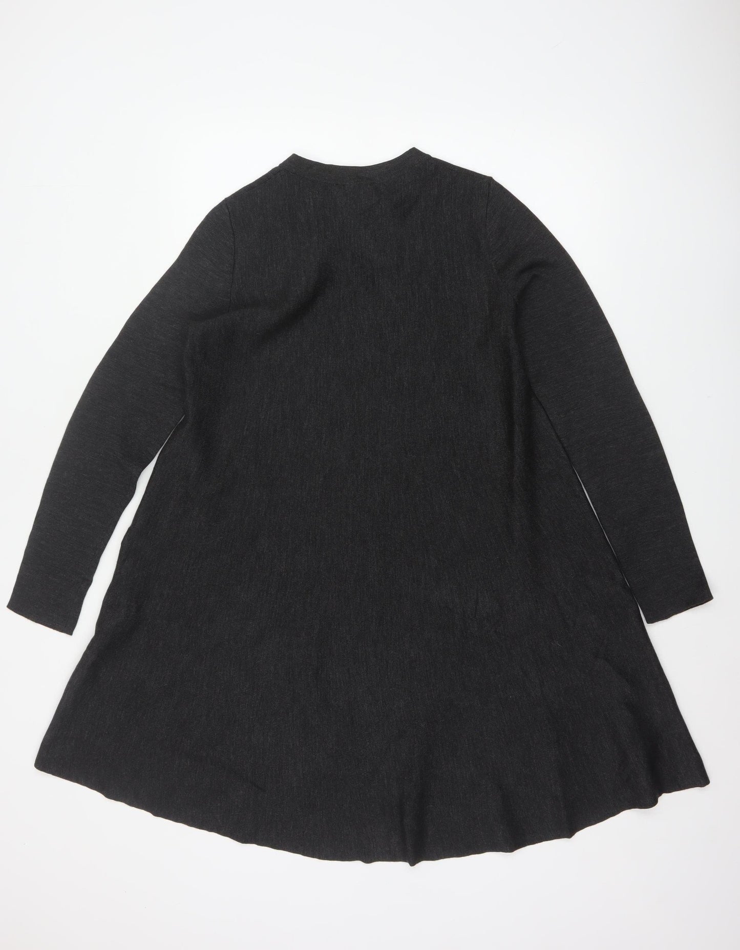 COS Women Grey Wool Blend A-Line Layered Knit Dress Size S