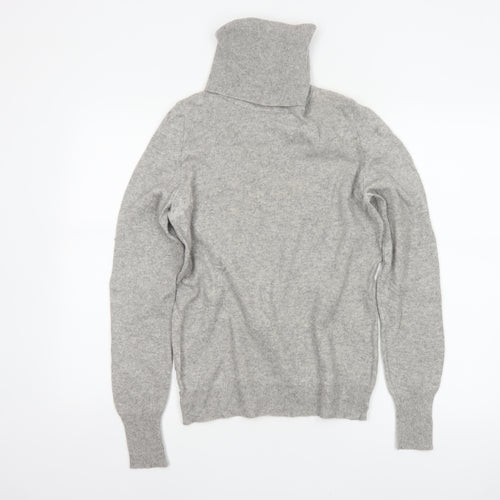 Jaeger Women’s Grey M Wool Cashmere Roll Neck Knit Pullover Jumper
