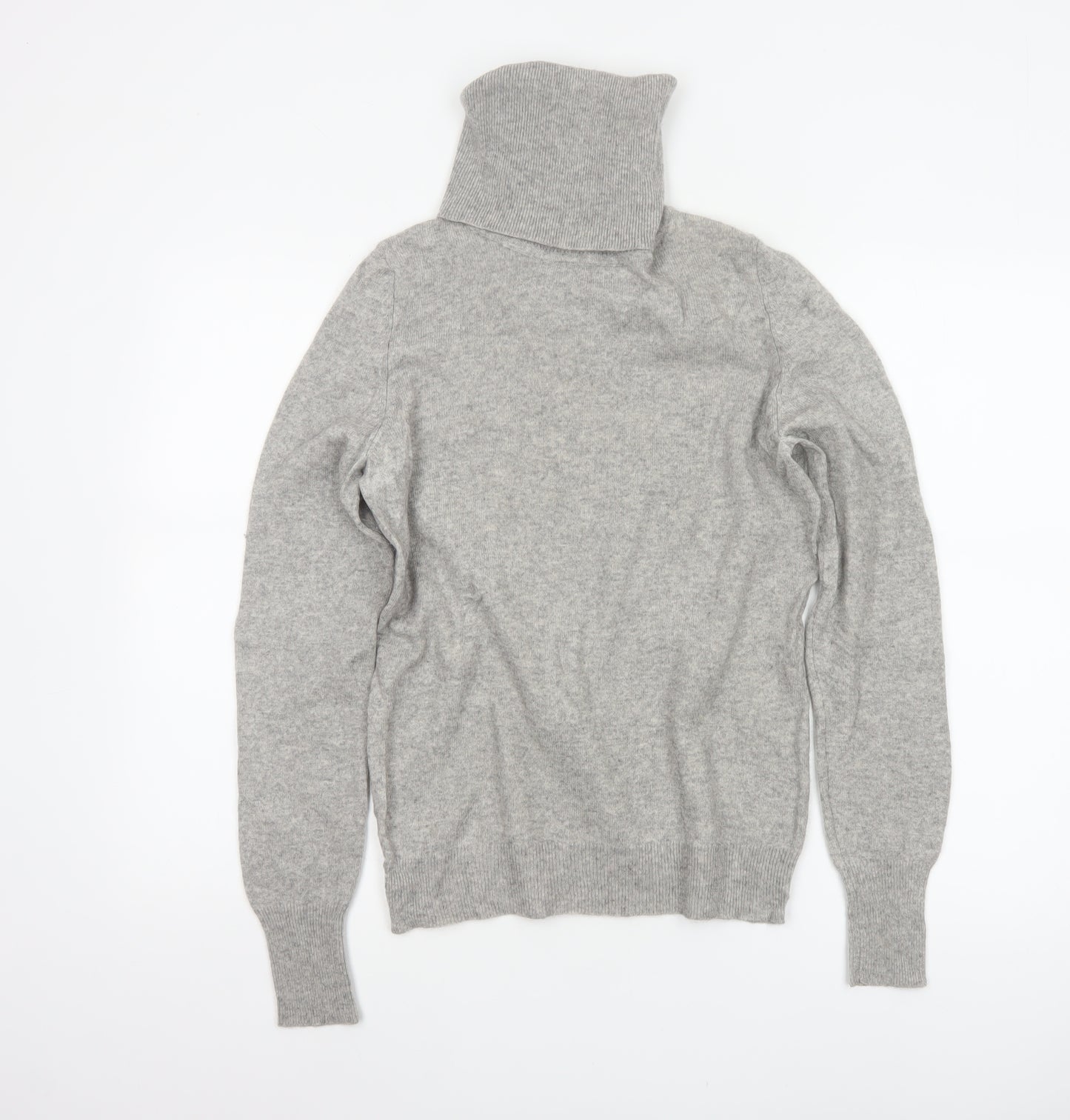 Jaeger Women’s Grey M Wool Cashmere Roll Neck Knit Pullover Jumper