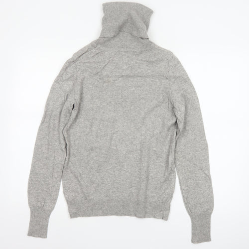 Jaeger Women’s Grey M Wool Cashmere Roll Neck Knit Pullover Jumper