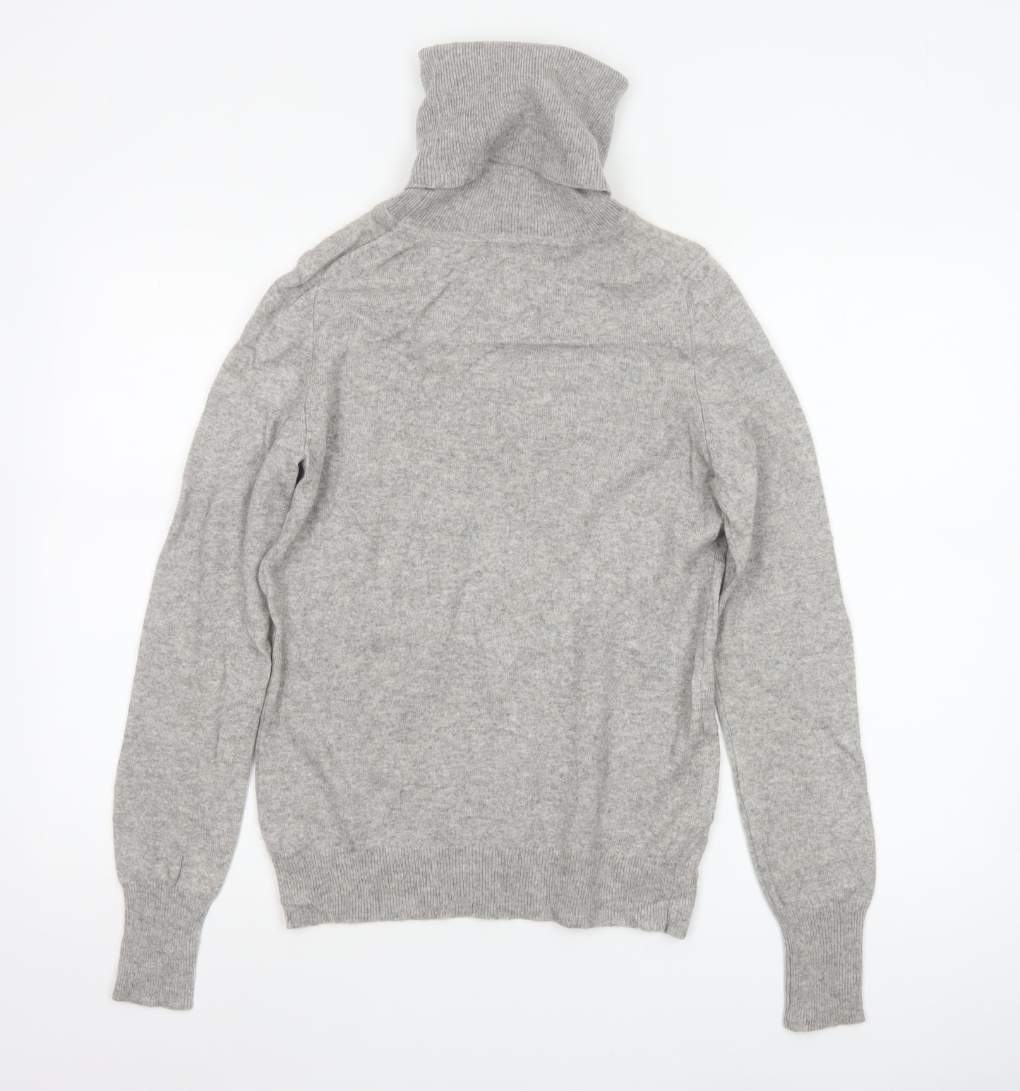 Jaeger Women’s Grey M Wool Cashmere Roll Neck Knit Pullover Jumper