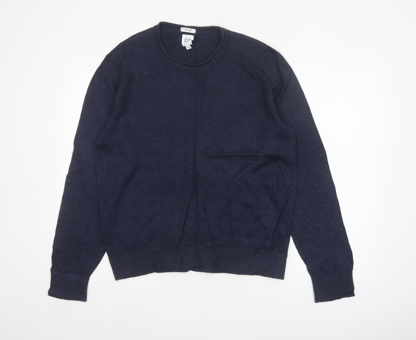 GAP Men’s Blue M Linen Crew Neck Pullover Lightweight Jumper