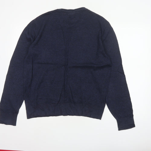 GAP Men’s Blue M Linen Crew Neck Pullover Lightweight Jumper