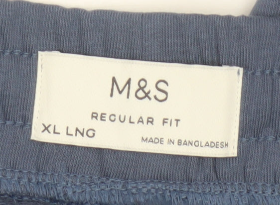 Marks & Spencer Men's Blue XL Long Regular Fit Sweatpants Joggers