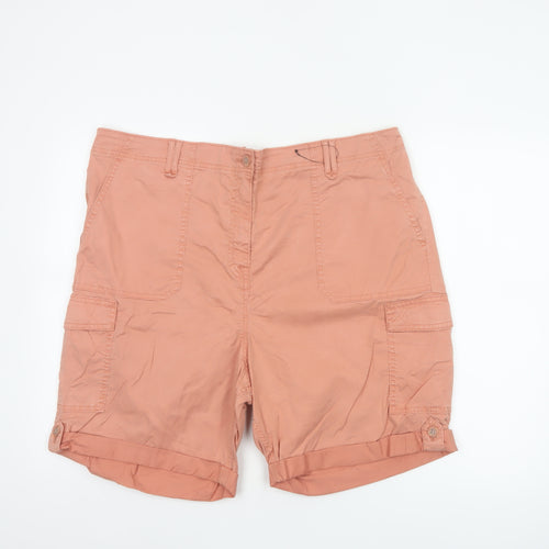 Marks and Spencer Women Pink UK 22 Cargo Shorts Cuffed Pockets
