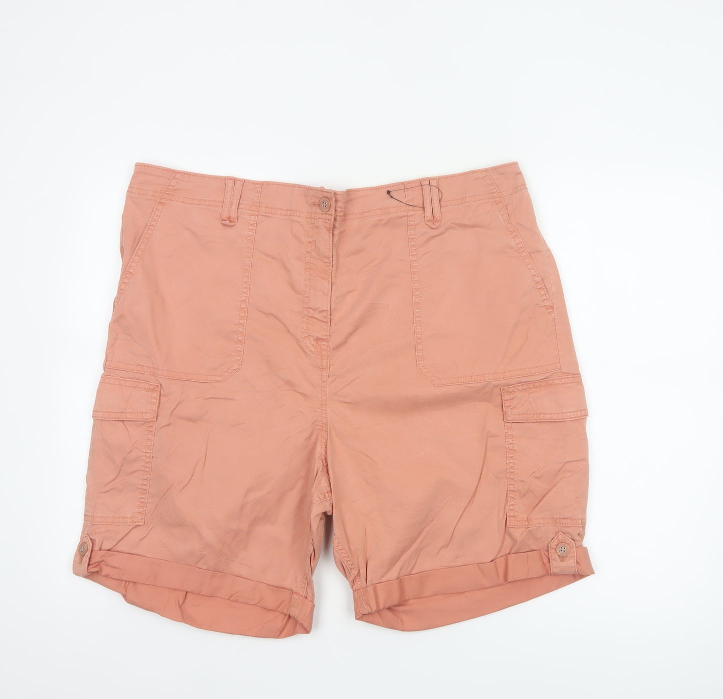 Marks and Spencer Women Pink UK 22 Cargo Shorts Cuffed Pockets