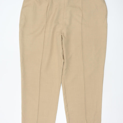 Marks & Spencer Women Beige UK 22 Tapered Smart Trousers Short