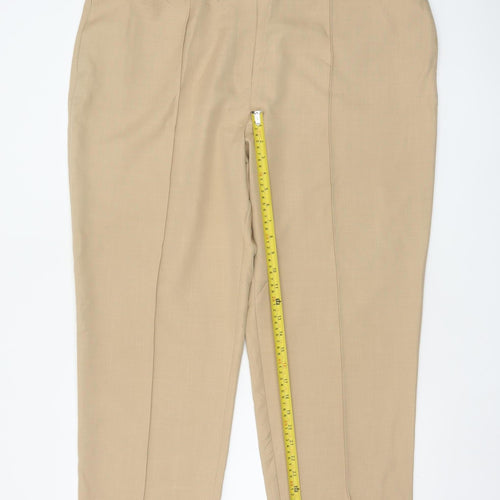 Marks & Spencer Women Beige UK 22 Tapered Smart Trousers Short