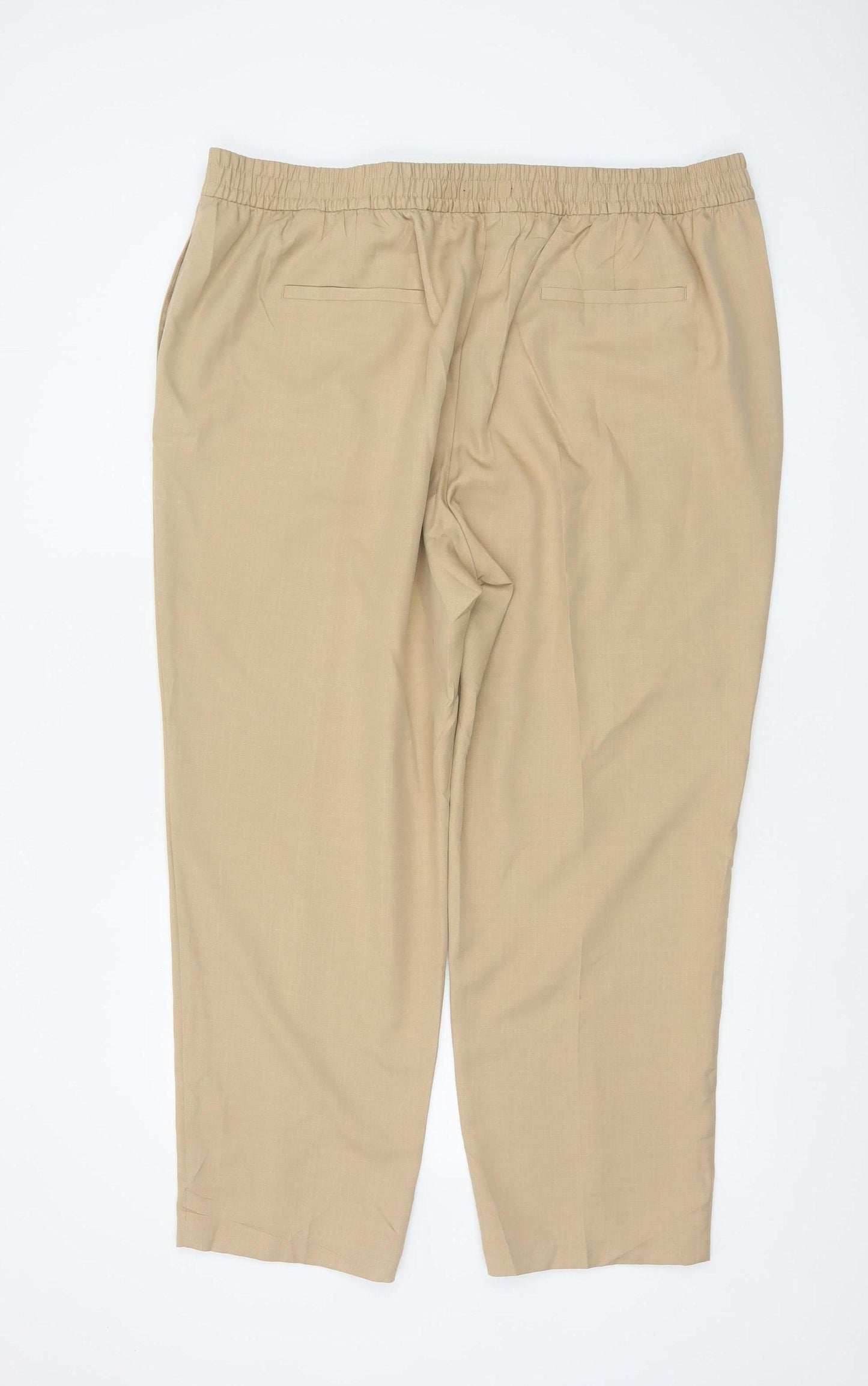 Marks & Spencer Women Beige UK 22 Tapered Smart Trousers Short