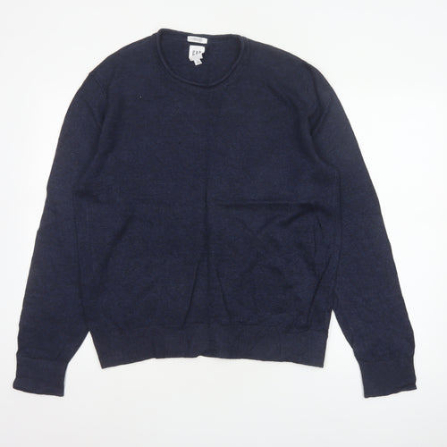 Gap Men’s Navy Blue M Linen Crew Neck Pullover Jumper Knit