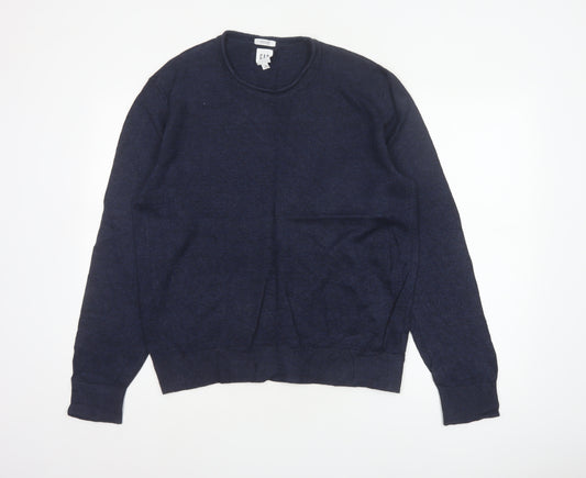 Gap Men’s Navy Blue M Linen Crew Neck Pullover Jumper Knit