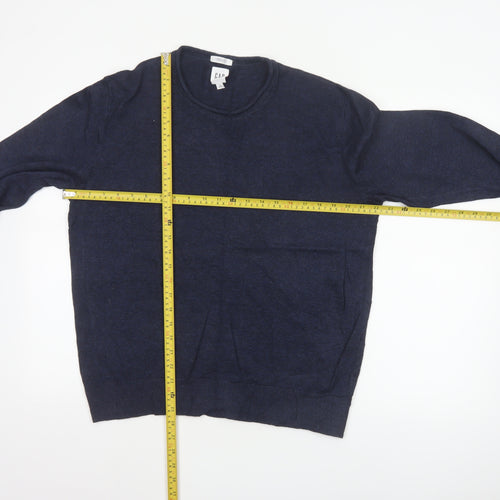 Gap Men’s Navy Blue M Linen Crew Neck Pullover Jumper Knit