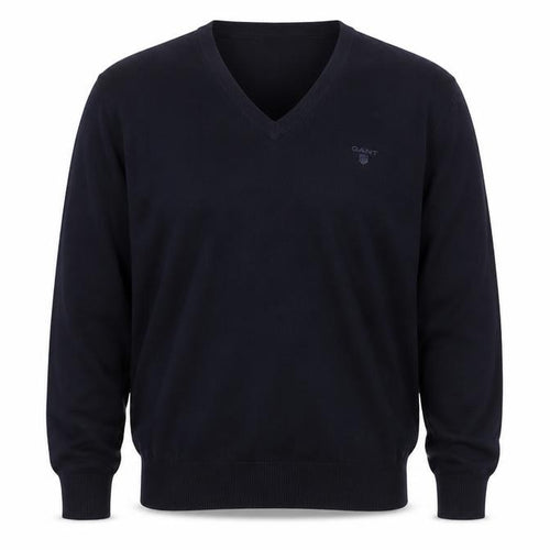 GANT Men’s Black XL Cotton V-Neck Logo Pullover Jumper